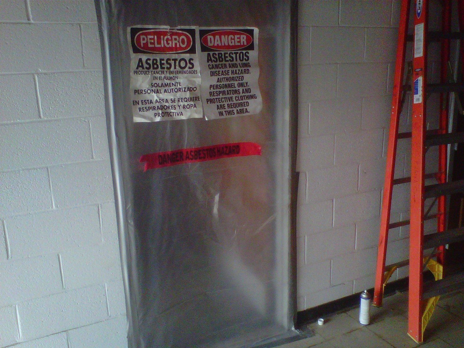 Asbestos Warning on Door